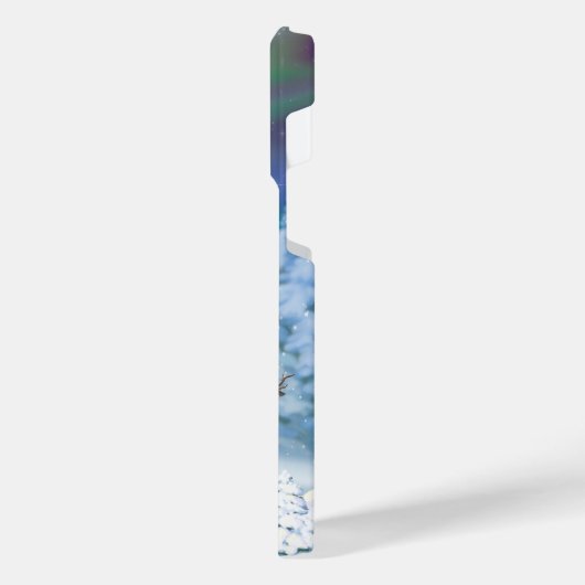 Frohe Weihnachtsschneemann & Birds Winterlandschaf iPhone Hülle (Linke Seite)