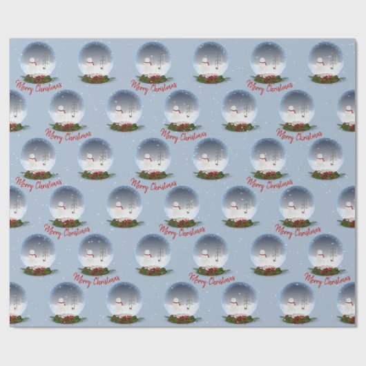 Frohe Weihnachtsschneemann in Snow Globe Geschenkpapier (Flach)