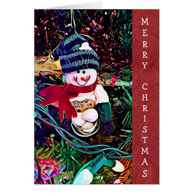Frohe Weihnachtsschneemann mit Snowballs Card (Vorne)