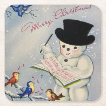 Frohe Weihnachtsschneemann mit Vögeln