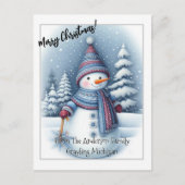 Frohe Weihnachtsschneemann, Personalisiert Postkarte (Vorderseite)