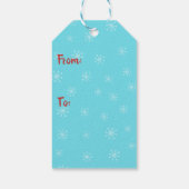 Frohe Weihnachtsschneemann und Blauvogel-Brauch Geschenkanhänger (Rückseite)