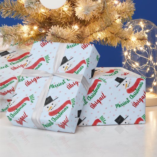 Frohe Weihnachtsschneemann und irgendein Name Geschenkpapier (Feiertage)