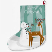 Frohe Weihnachtsschneemann und Reindeer Großer Weihnachtsstrumpf (Rückseite)