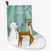 Frohe Weihnachtsschneemann und Reindeer Großer Weihnachtsstrumpf (Vorderseite)