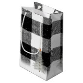 Frohe Weihnachtsschneemänner auf kariert Kleine Geschenktüte (Rückseite Schrägansicht)