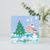 Frohe Weihnachtsschneemänner Feiertagskarte (Stehend Vorderseite)
