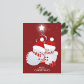 Frohe Weihnachtsschneemänner Feiertagspostkarte (Stehend Vorderseite)