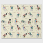 Frohe Weihnachtsschneemänner Geschenkpapier (Flach)