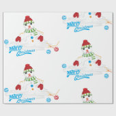Frohe Weihnachtsschneemänner Geschenkpapier (Flach)
