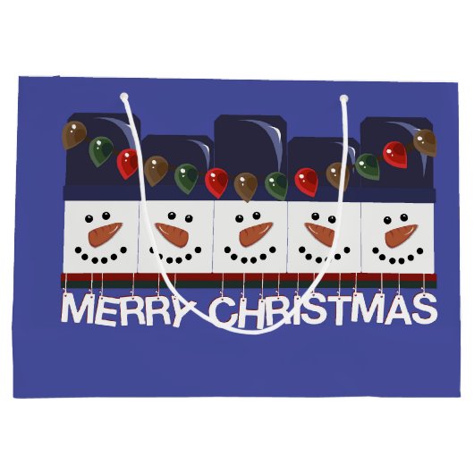 Frohe Weihnachtsschneemänner Große Geschenktüte (Rückseite)