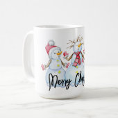 Frohe Weihnachtsschneemänner Kaffeepause Tasse (Vorderseite Links)
