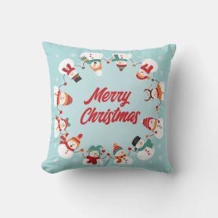 Frohe Weihnachtsschneemänner Kissen