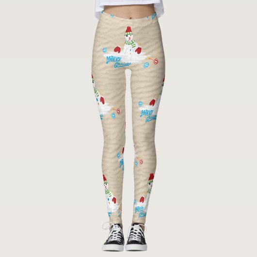 Frohe Weihnachtsschneemänner Leggings (Vorderseite)
