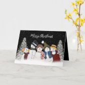 Frohe Weihnachtsschneemänner mit Bäumen Karte (Gelbe Blume)
