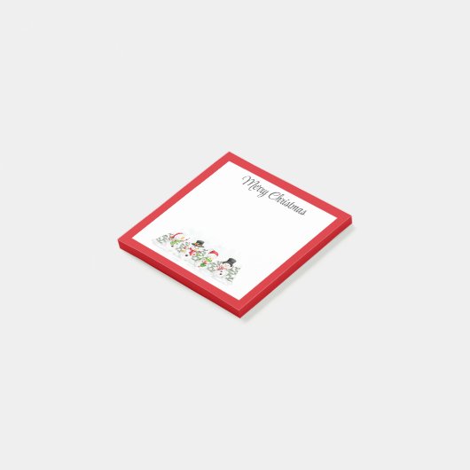 Frohe Weihnachtsschneemänner Post-it Klebezettel (angewinkelt)