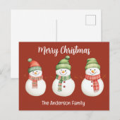 Frohe Weihnachtsschneemänner Postkarte (Vorne/Hinten)