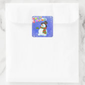 Frohe Weihnachtsschneemänner Quadratischer Aufkleber (Tasche)
