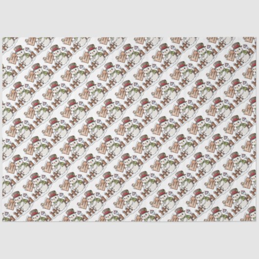 Frohe Weihnachtsschneemänner Seidenpapier (Vorderseite)