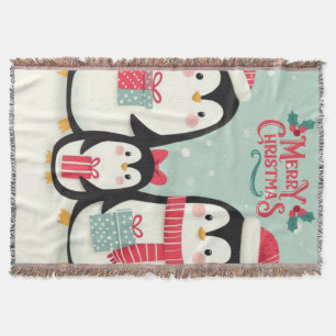 Frohe Weihnachtsschneepinguine Decke