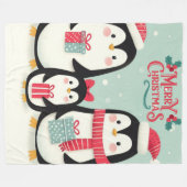 Frohe Weihnachtsschneepinguine Fleecedecke (Vorderseite (Horizontal))