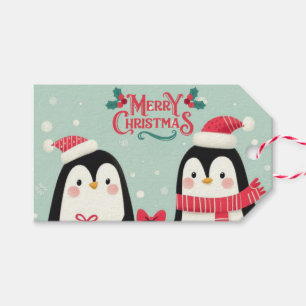 Frohe Weihnachtsschneepinguine Geschenkanhänger