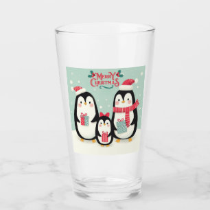 Frohe Weihnachtsschneepinguine Glas