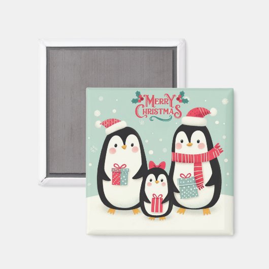 Frohe Weihnachtsschneepinguine Magnet (Vorderseite/Rückseite)