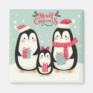 Frohe Weihnachtsschneepinguine Magnet