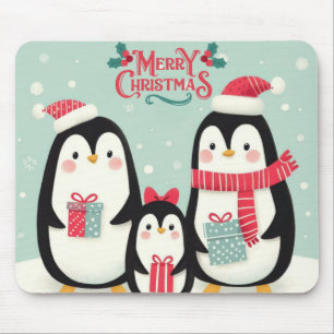 Frohe Weihnachtsschneepinguine Mousepad