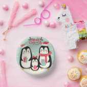 Frohe Weihnachtsschneepinguine Pappteller (Party)