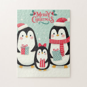Frohe Weihnachtsschneepinguine Puzzle