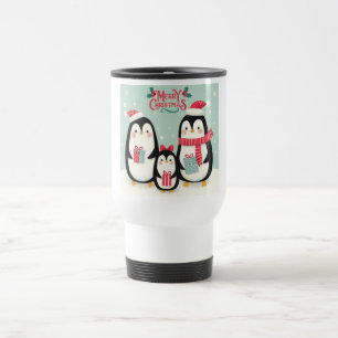 Frohe Weihnachtsschneepinguine Reisebecher