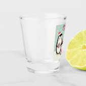 Frohe Weihnachtsschneepinguine Schnapsglas (Links)
