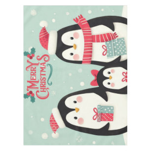 Frohe Weihnachtsschneepinguine Tischdecke