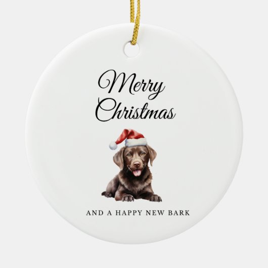 Frohe Weihnachtsschokolade Labrador Keramik Keramik Ornament (Vorne)