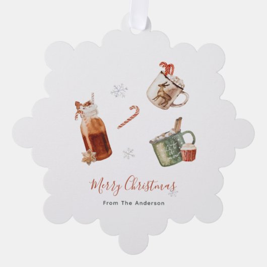 Frohe Weihnachtsschokolade Ornament Karte (Vorderseite)