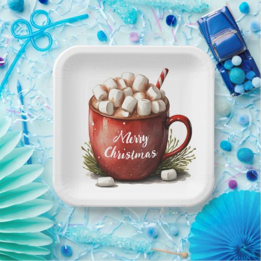 Frohe Weihnachtsschokolade Pappteller (Party)