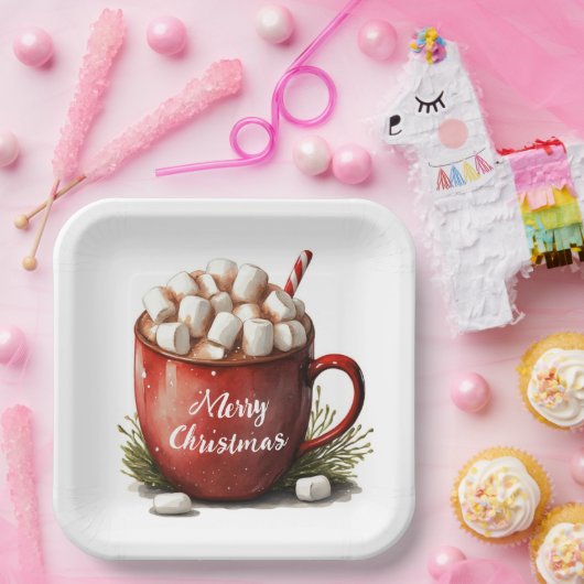 Frohe Weihnachtsschokolade Pappteller (Party)