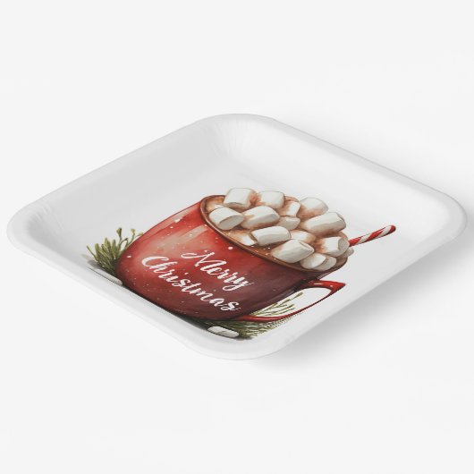 Frohe Weihnachtsschokolade Pappteller (Gewinkelt)