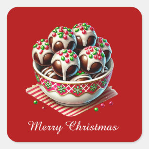 Frohe Weihnachtsschokolade Quadratischer Aufkleber