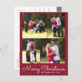 Frohe Weihnachtsschrift 4 Foto Red Holly Postcard Postkarte (Vorne/Hinten)