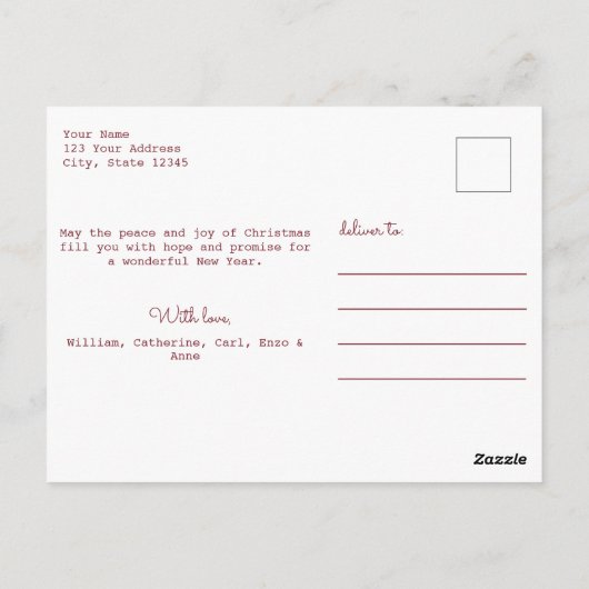 Frohe Weihnachtsschrift 4 Foto Red Holly Postcard Postkarte (Rückseite)