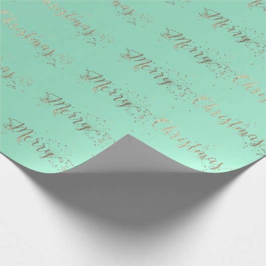 Frohe Weihnachtsschrift Aqua Tiffany Mint Imitate  Geschenkpapier (Ecke)
