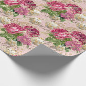 Frohe Weihnachtsschrift Bauble Gold Pink Mint Gree Geschenkpapier (Ecke)