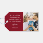 Frohe Weihnachtsschrift Buchstaben 2 Foto Geschenkanhänger (Rückseite Horizontal)