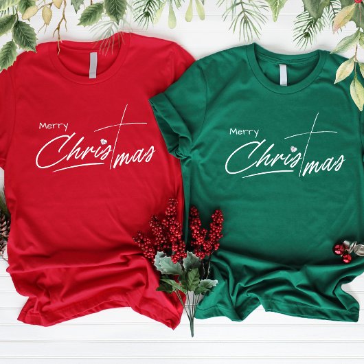 Frohe Weihnachtsschrift Christlich Cross Diamond T-Shirt