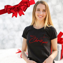 Frohe Weihnachtsschrift Christlich Cross T-Shirt