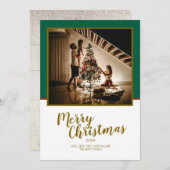 Frohe Weihnachtsschrift Custom White Wood Feiertagskarte (Vorne/Hinten)