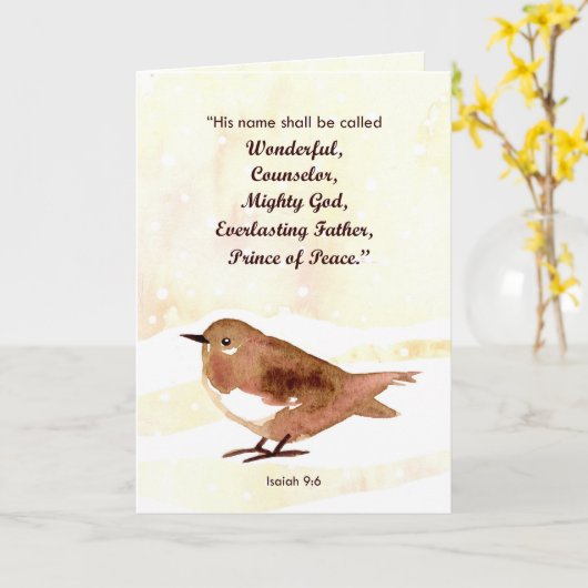 Frohe Weihnachtsschrift Isaiah Winter Bird Karte (Gelbe Blume)